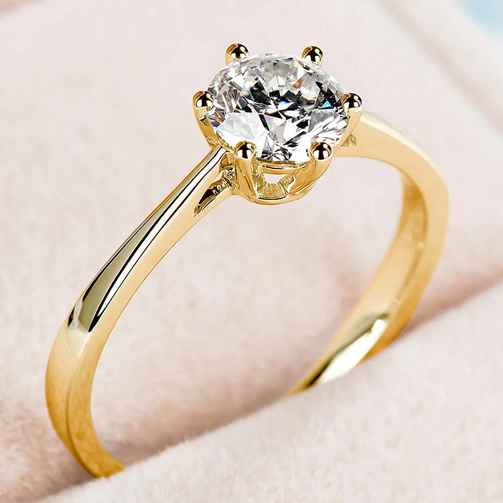 Classic Six Prong GIA Diamond Solitaire Engagement Ring