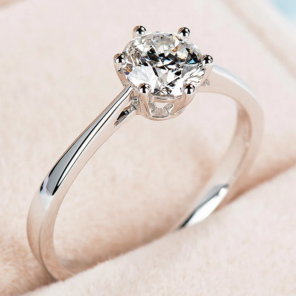 Classic Six Prong GIA Diamond Solitaire Engagement Ring