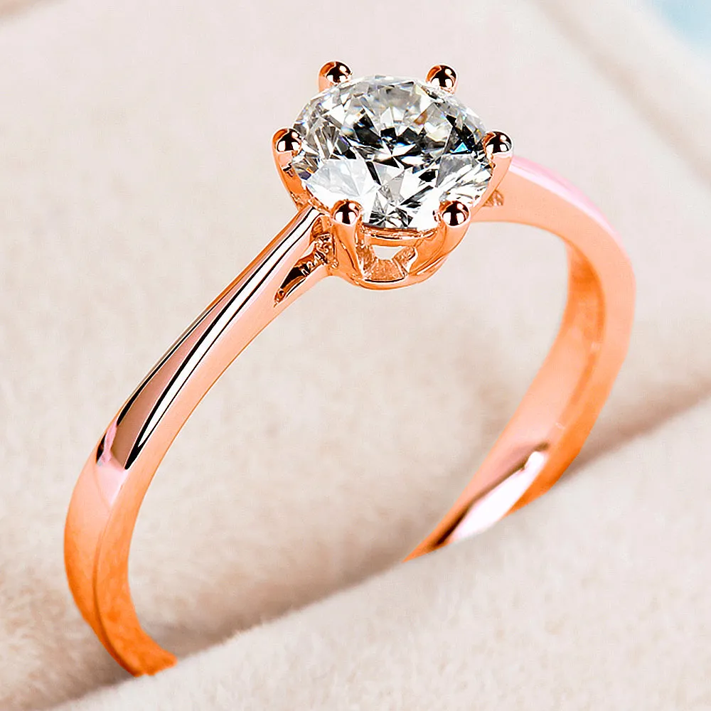 Classic Six Prong GIA Diamond Solitaire Engagement Ring