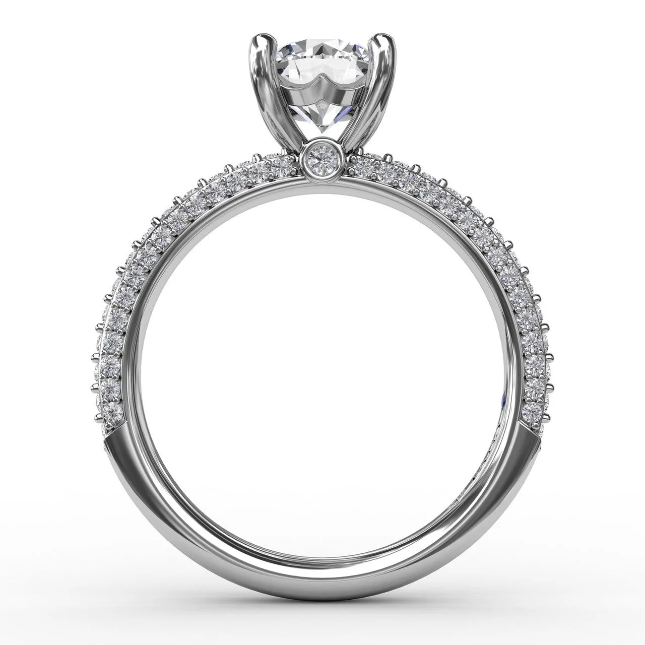 Classic Solitaire Engagement Ring With Flawless Pavé Band