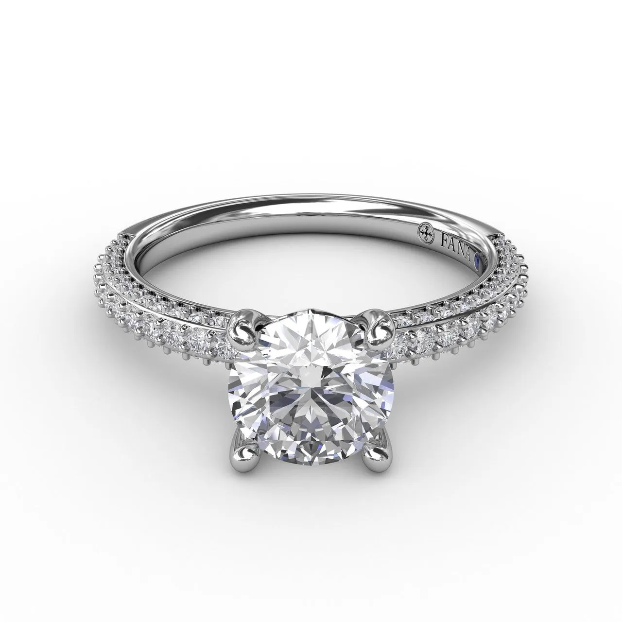 Classic Solitaire Engagement Ring With Flawless Pavé Band