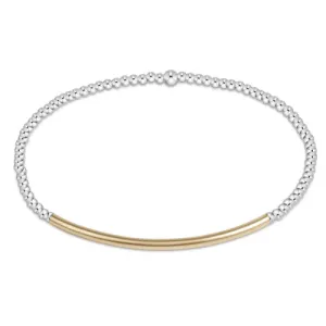 classic sterling mixed metal 2mm bead bracelet- bliss bar gold