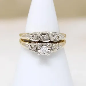 Classic Two-Tone Gold Diamond Wedding Set