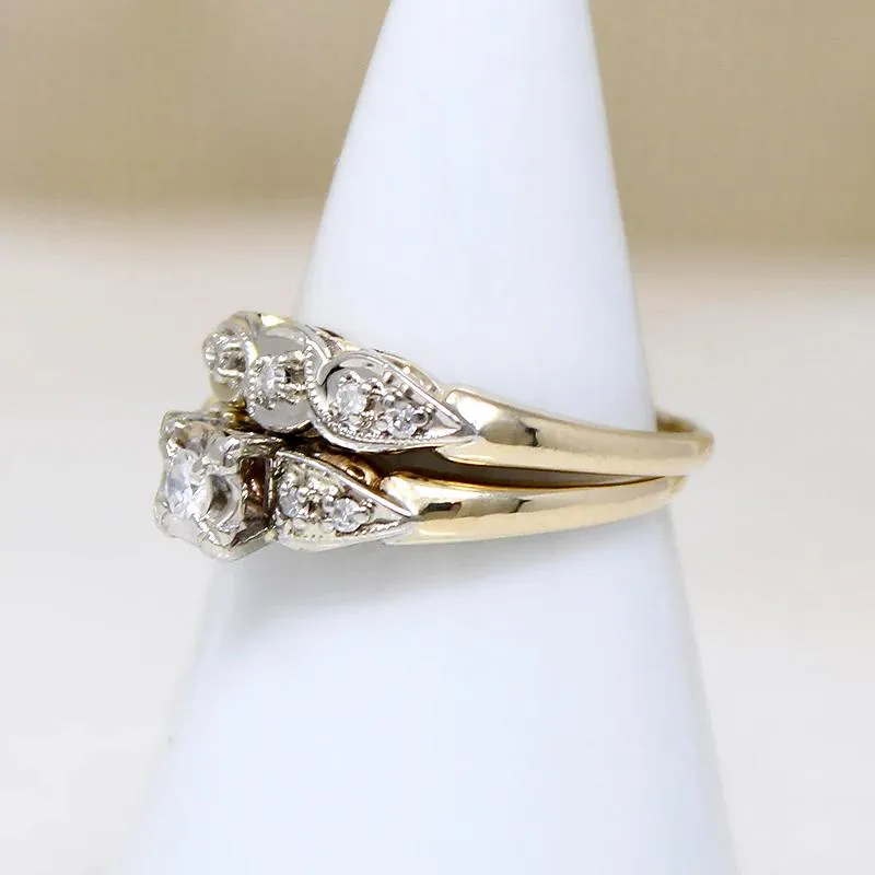 Classic Two-Tone Gold Diamond Wedding Set