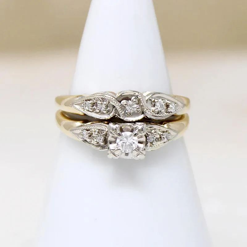 Classic Two-Tone Gold Diamond Wedding Set