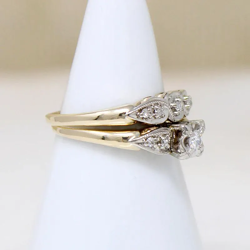 Classic Two-Tone Gold Diamond Wedding Set