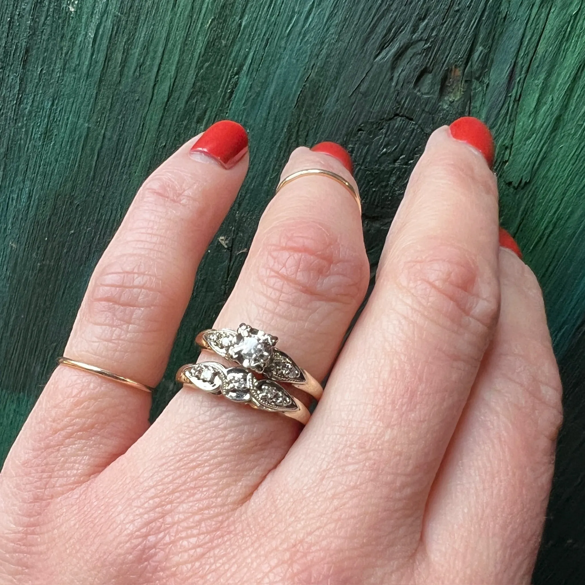 Classic Two-Tone Gold Diamond Wedding Set