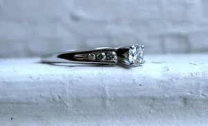 Classic Vintage 14K White Gold Diamond Engagement Ring - 0.54ct.