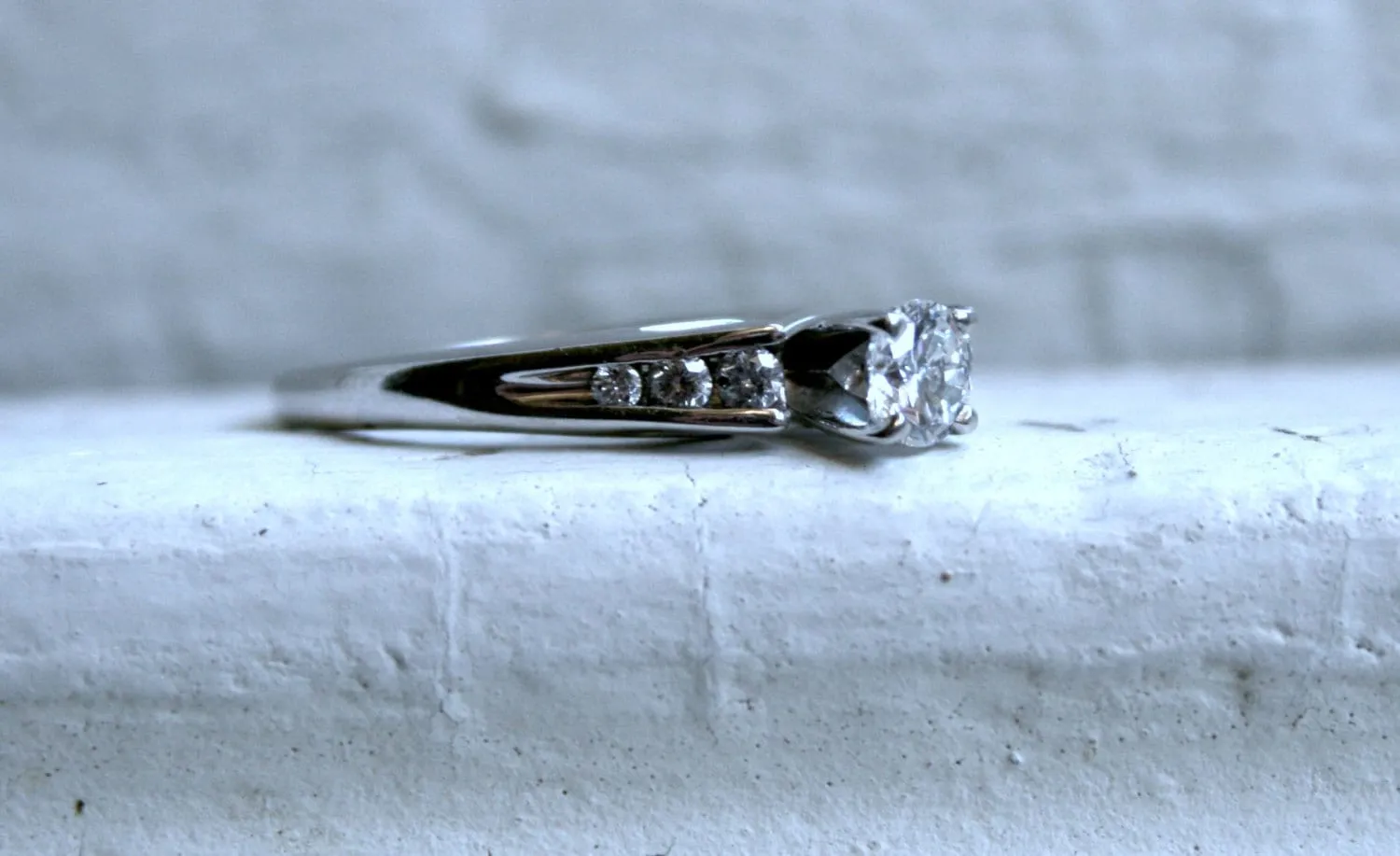 Classic Vintage 14K White Gold Diamond Engagement Ring - 0.54ct.