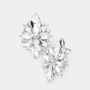 Clear Marquise Round Stone Cluster Pageant Earrings  | Prom Earrings| 478057