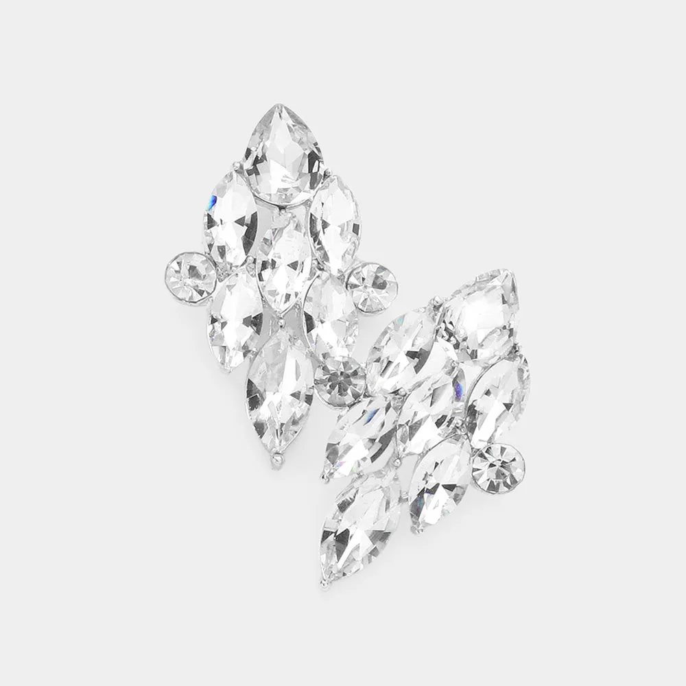 Clear Marquise Stone Cluster Pageant Earrings  | Interview Earrings |  577830