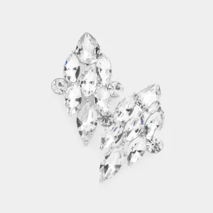 Clear Marquise Stone Cluster Pageant Earrings  | Interview Earrings |  577830