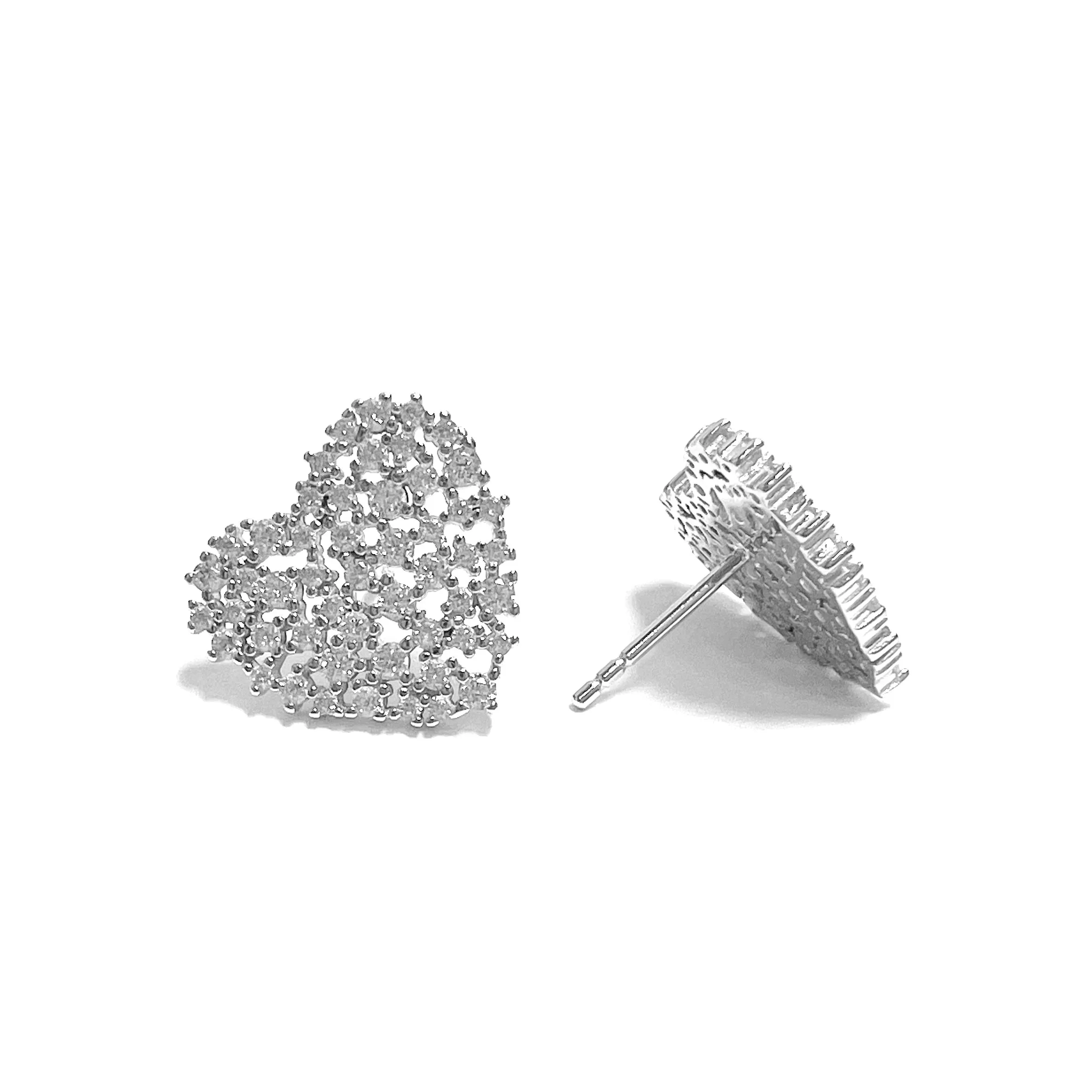 Cluster Heart Stud Earrings