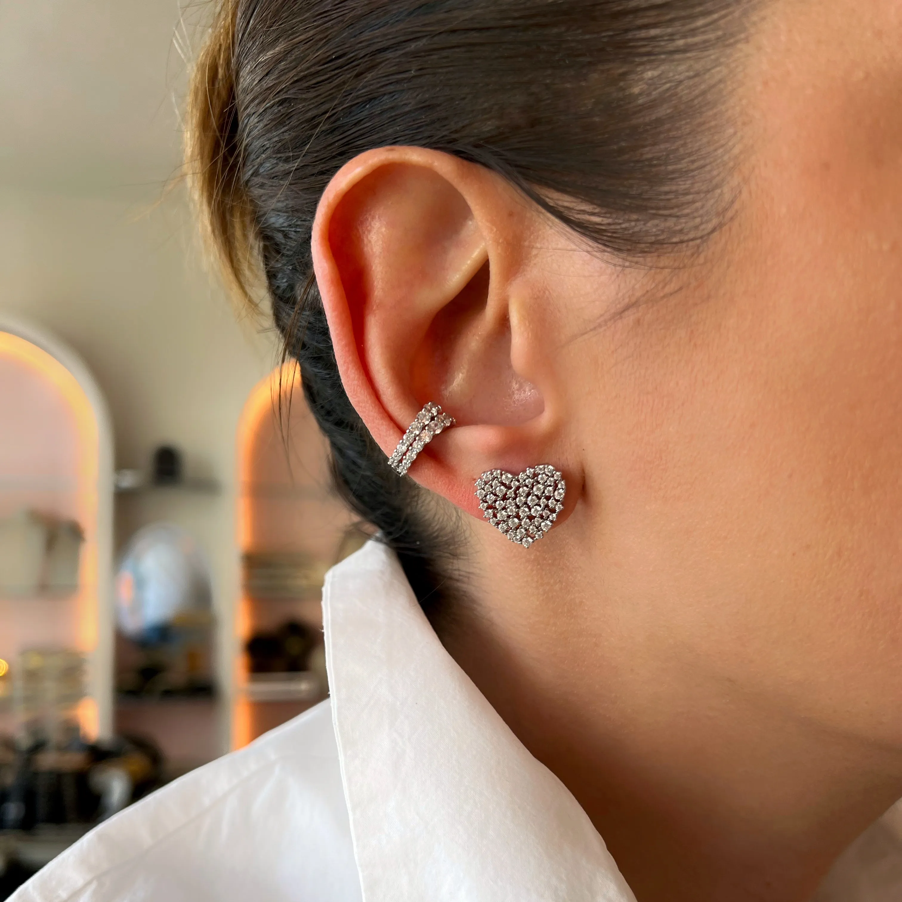 Cluster Heart Stud Earrings