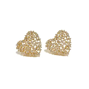 Cluster Heart Stud Earrings