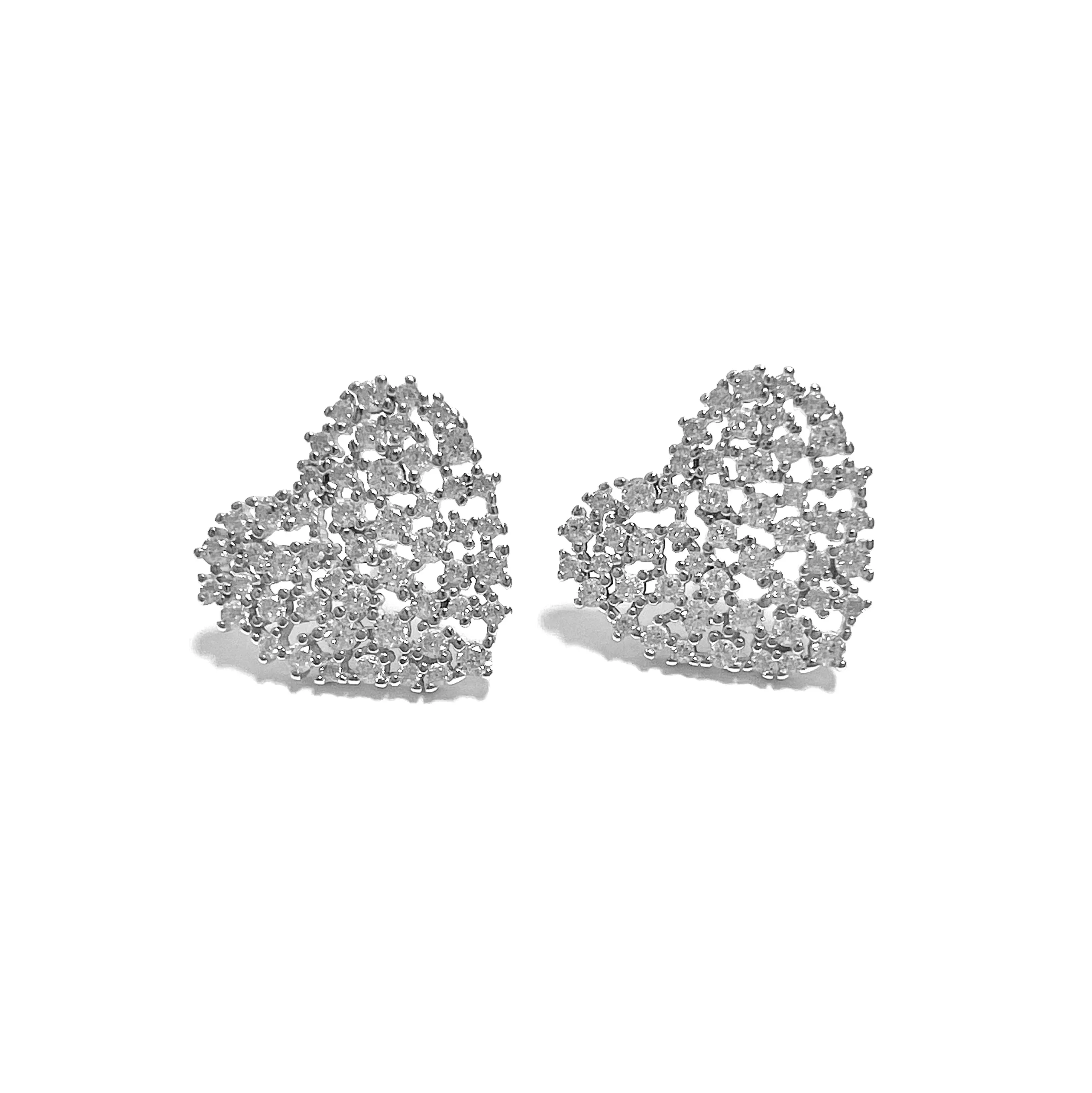 Cluster Heart Stud Earrings
