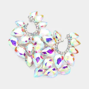 Cluster of AB Teardrop Stones Pageant Earrings | Prom Earrings | 624314