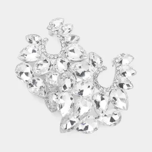 Cluster of Clear Teardrop Stones Pageant Earrings | Prom Earrings | 624313