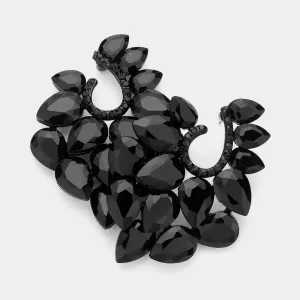 Cluster of Jet Black Teardrop Stones Pageant Earrings | Prom Earrings | 624324