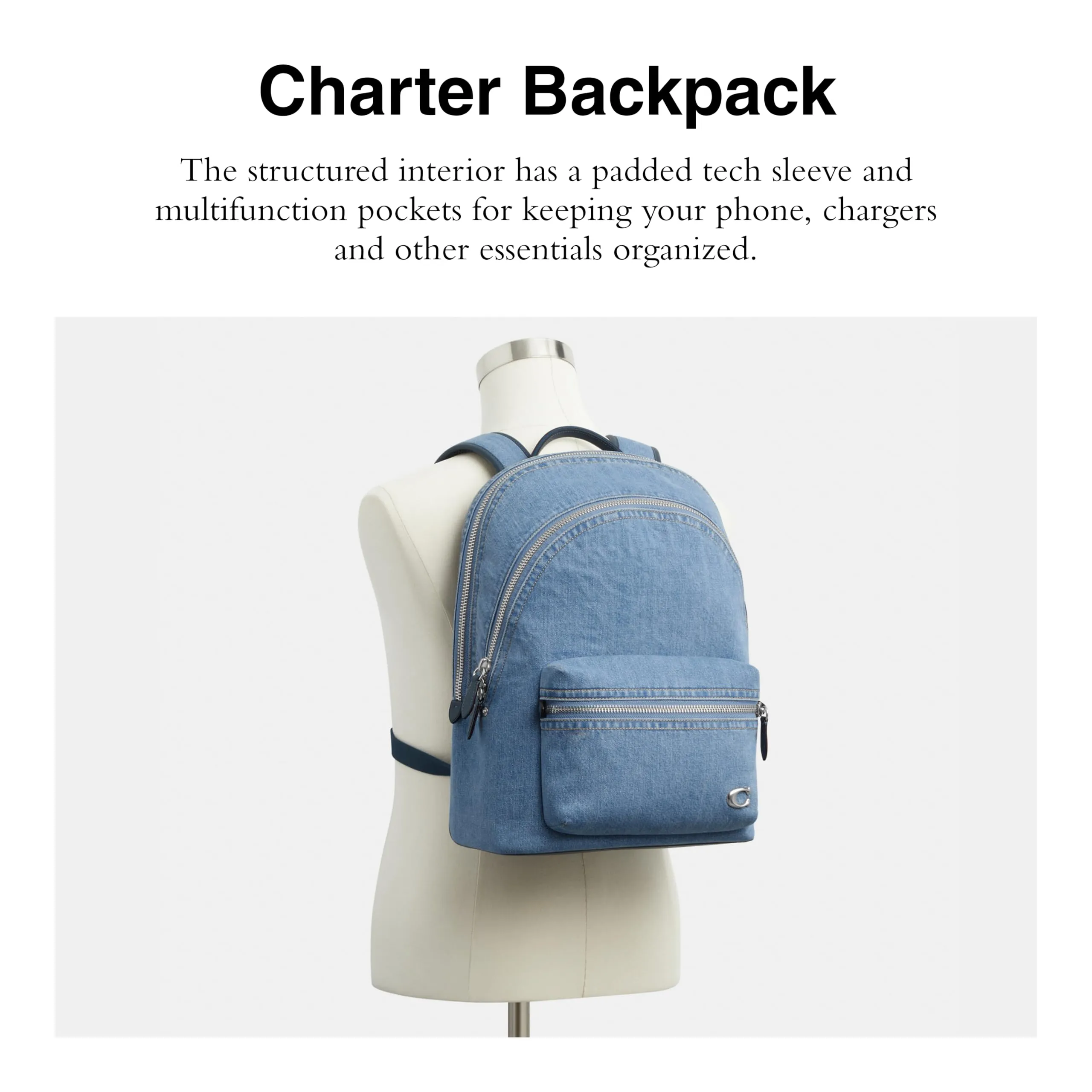 Coach Charter Backpack, Indigo Denim
