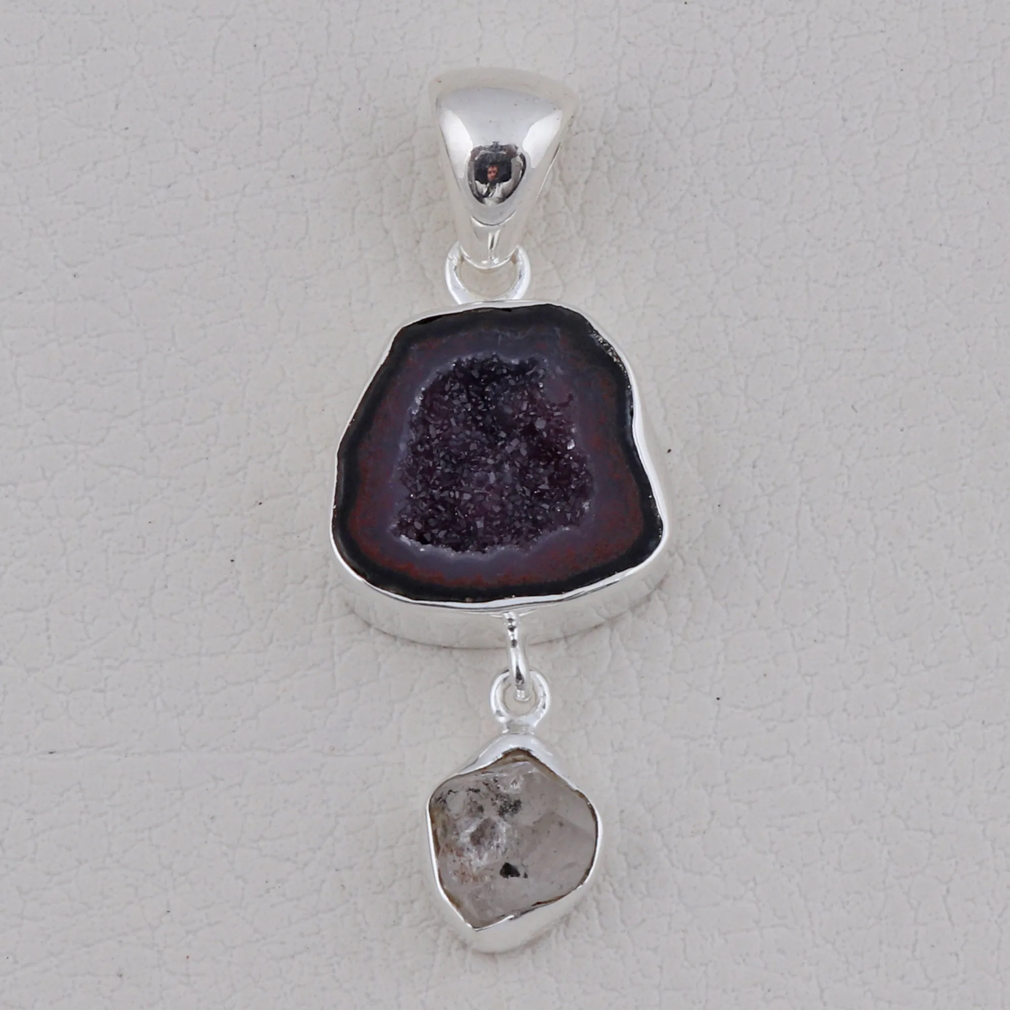 Coconut Druzy Jewelry Set 925 Sterling Silver