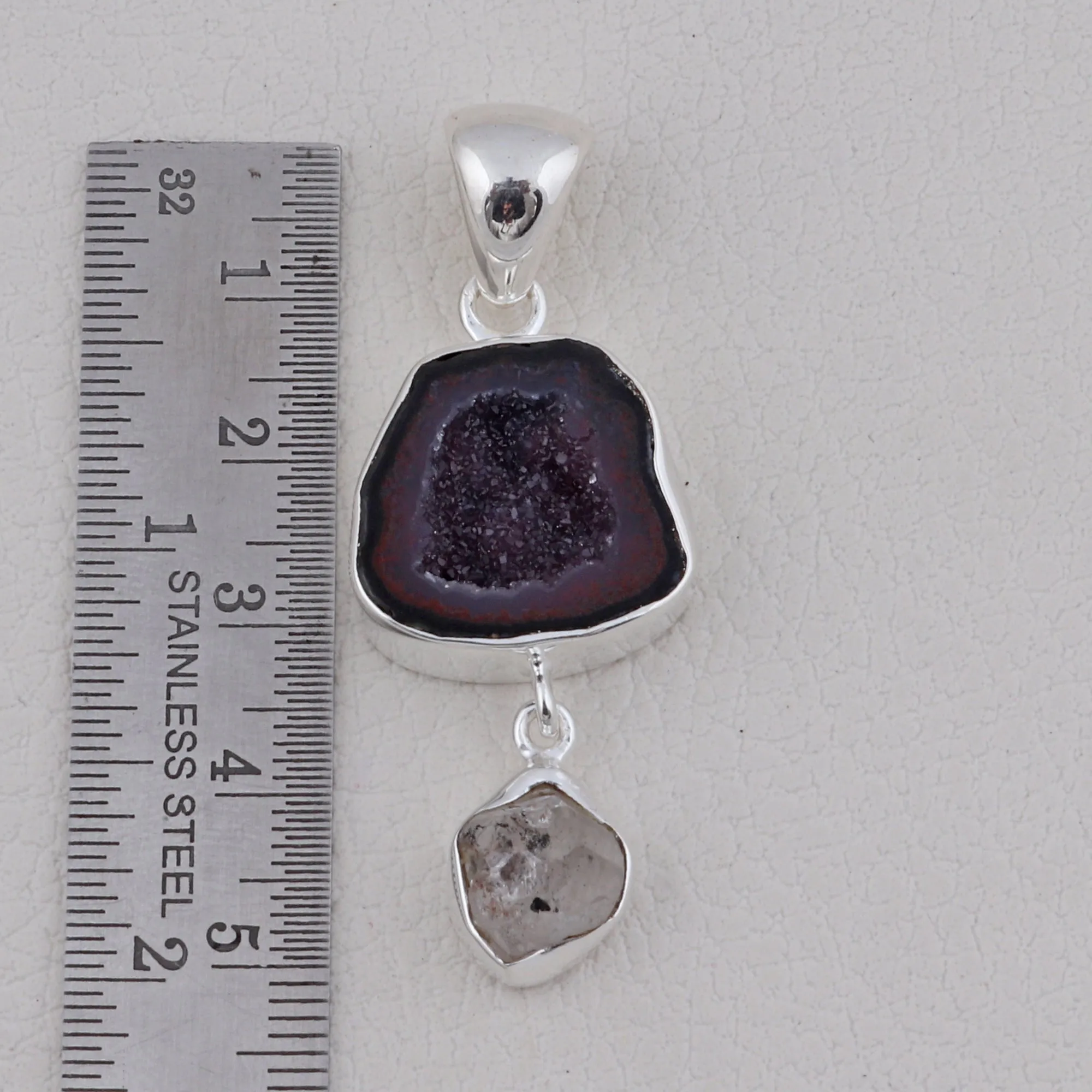 Coconut Druzy Jewelry Set 925 Sterling Silver