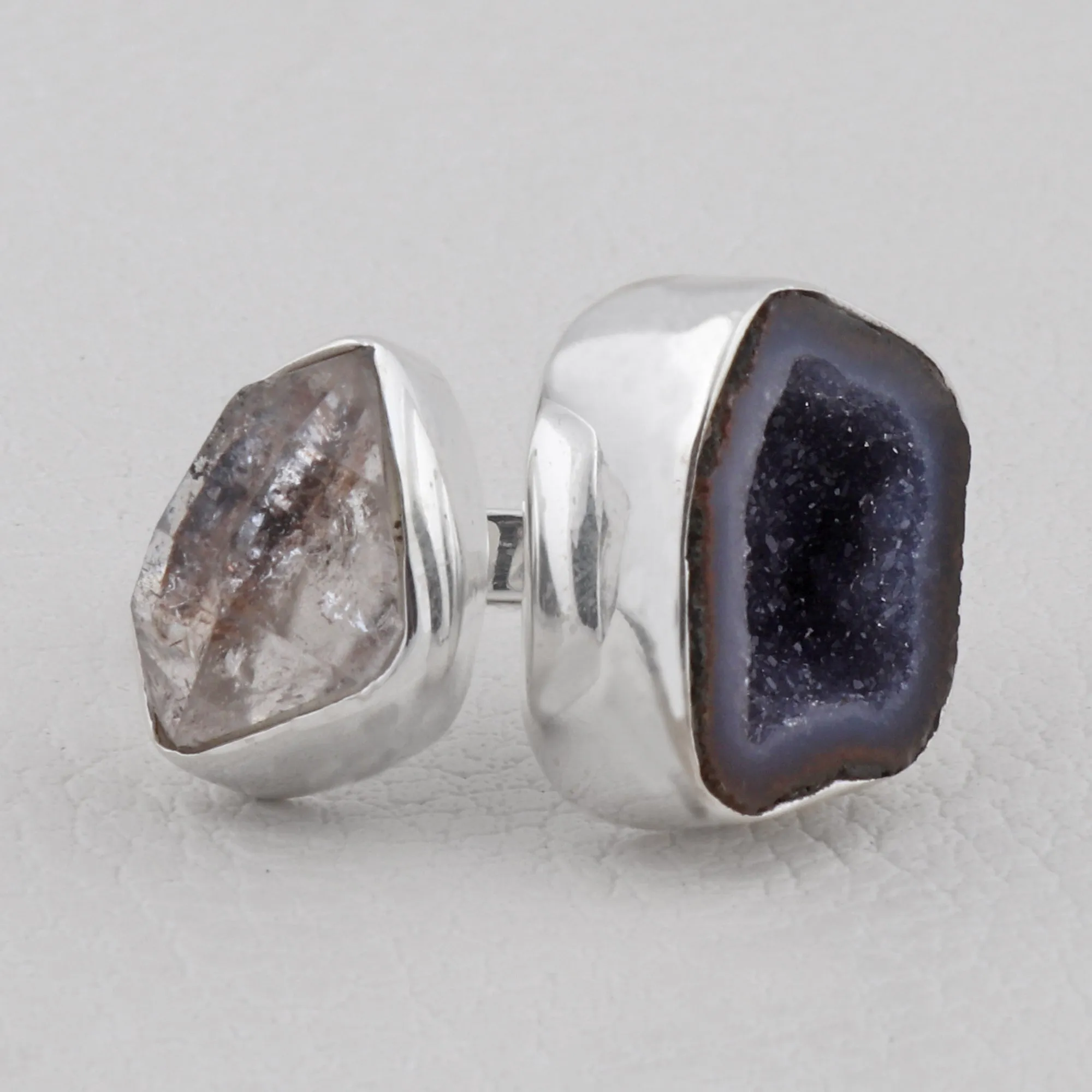 Coconut Druzy Jewelry Set 925 Sterling Silver