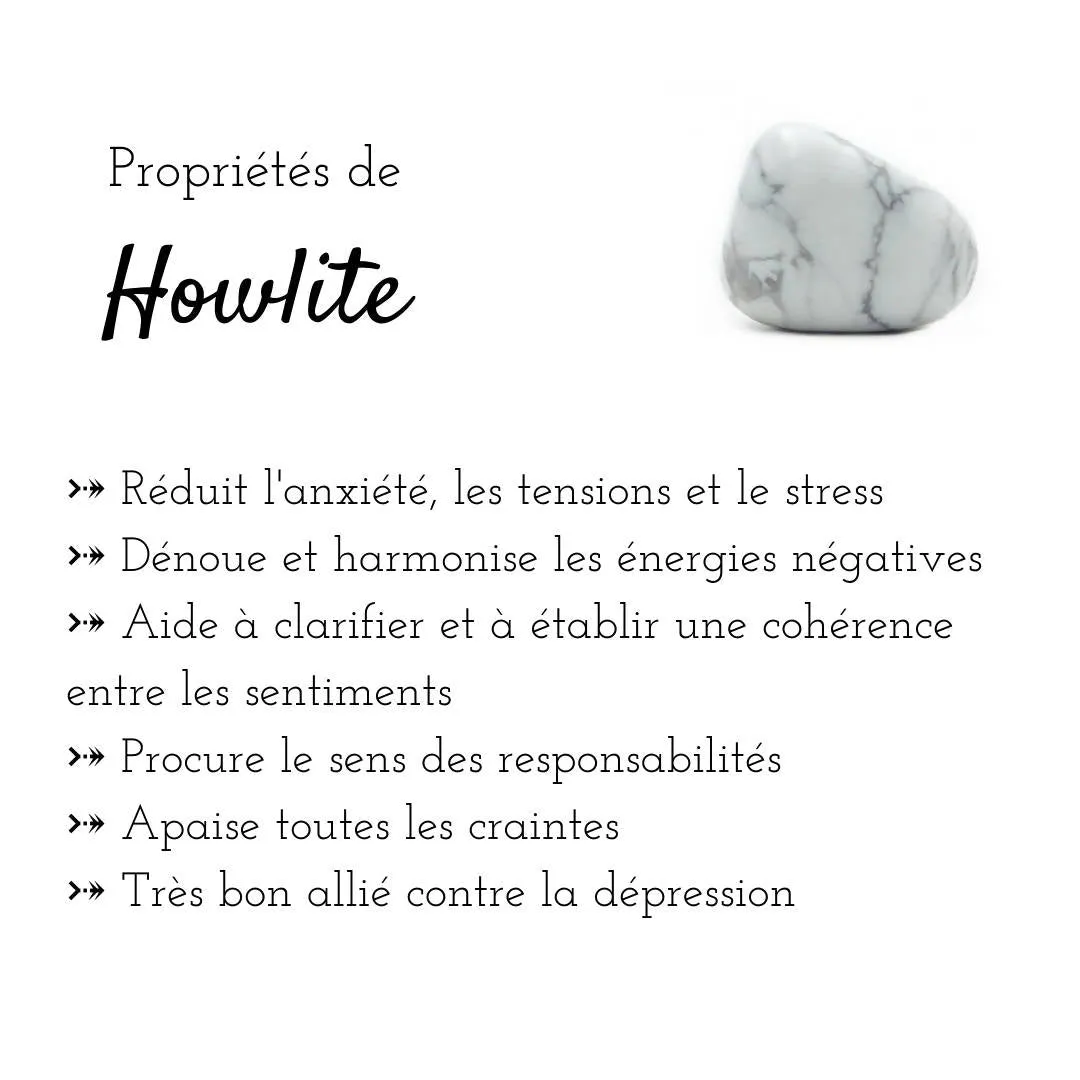 Collier minimaliste en howlite et acier inoxydable avec un pendentif en pointe en pierre semi précieuse.