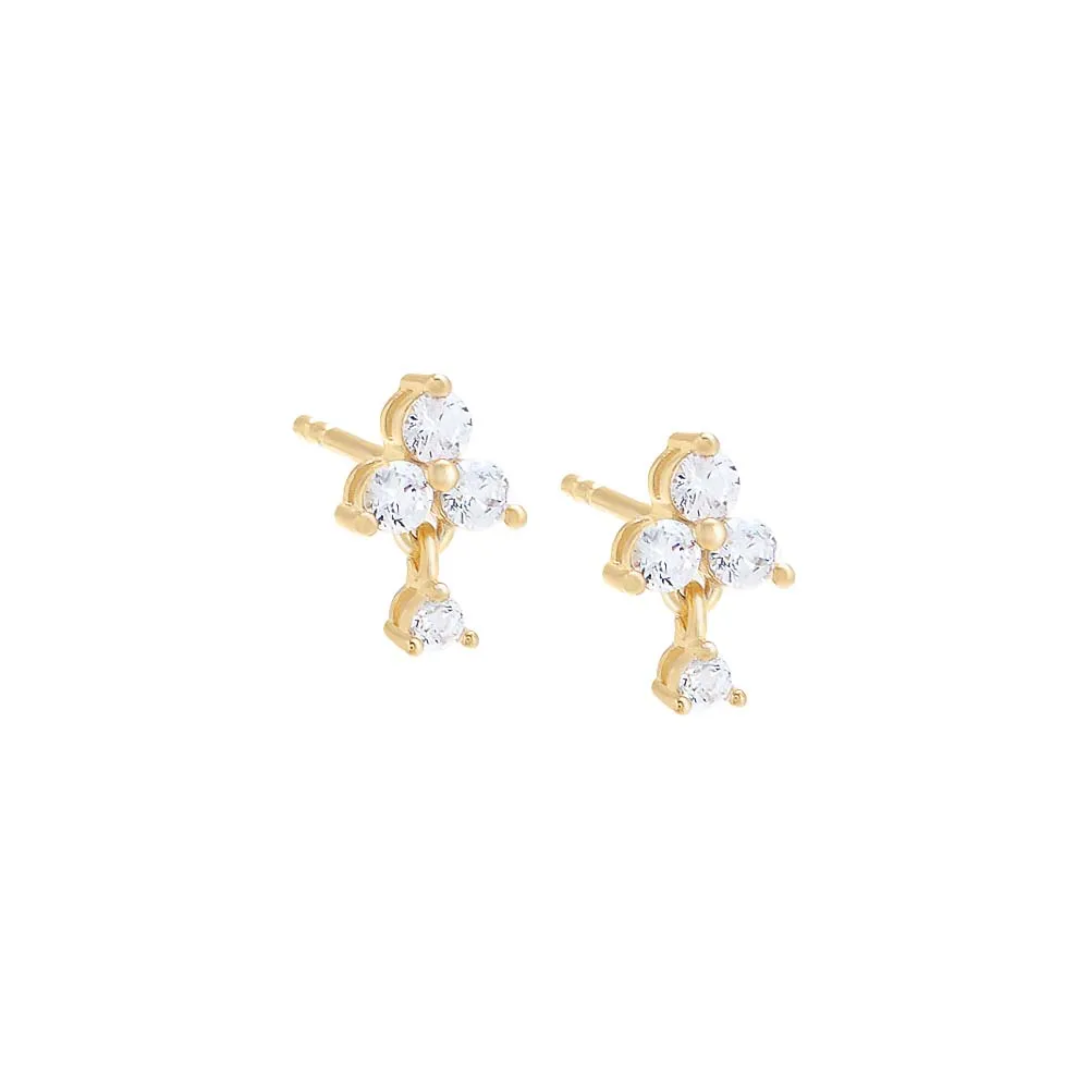 Colored Tiny CZ Trio Cluster Trinket Stud Earring