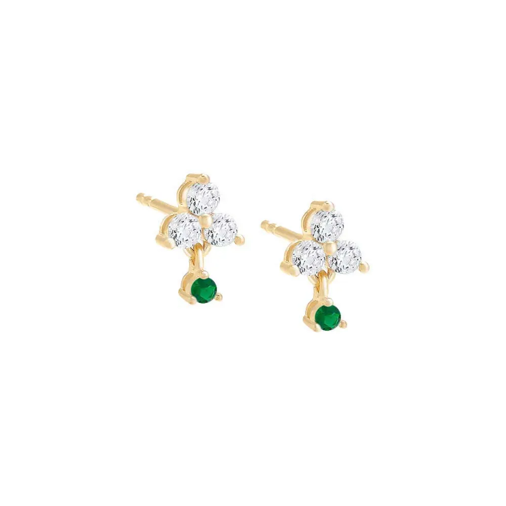 Colored Tiny CZ Trio Cluster Trinket Stud Earring