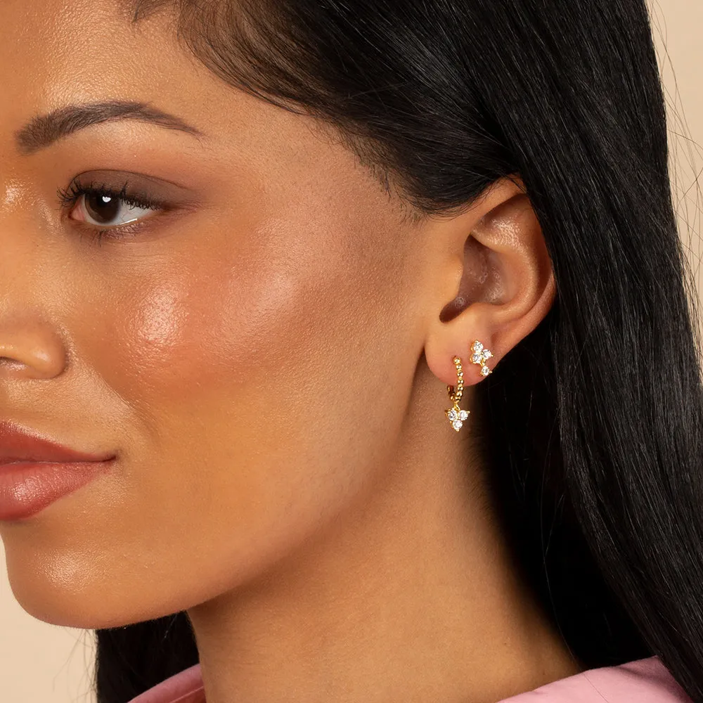 Colored Tiny CZ Trio Cluster Trinket Stud Earring