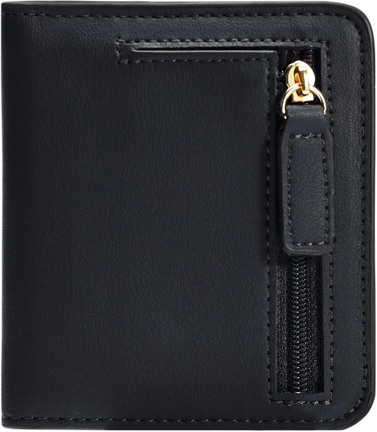 Compact Bifold Credit Card Holder, Leather Zipper Coin Wallets for Women