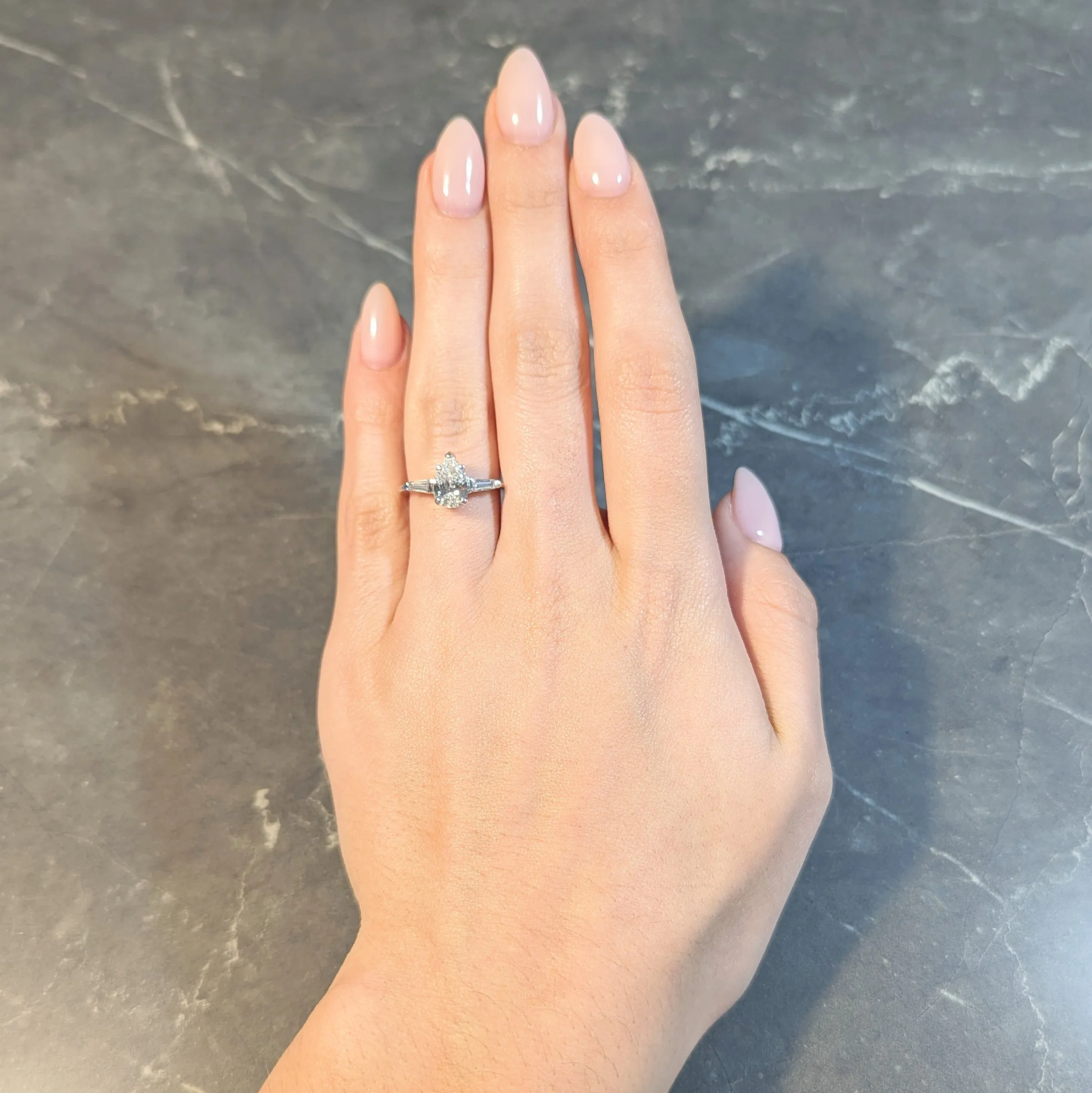Contemporary 1.46 CTW Pear Diamond 14 Karat White Gold Engagement Ring GIA