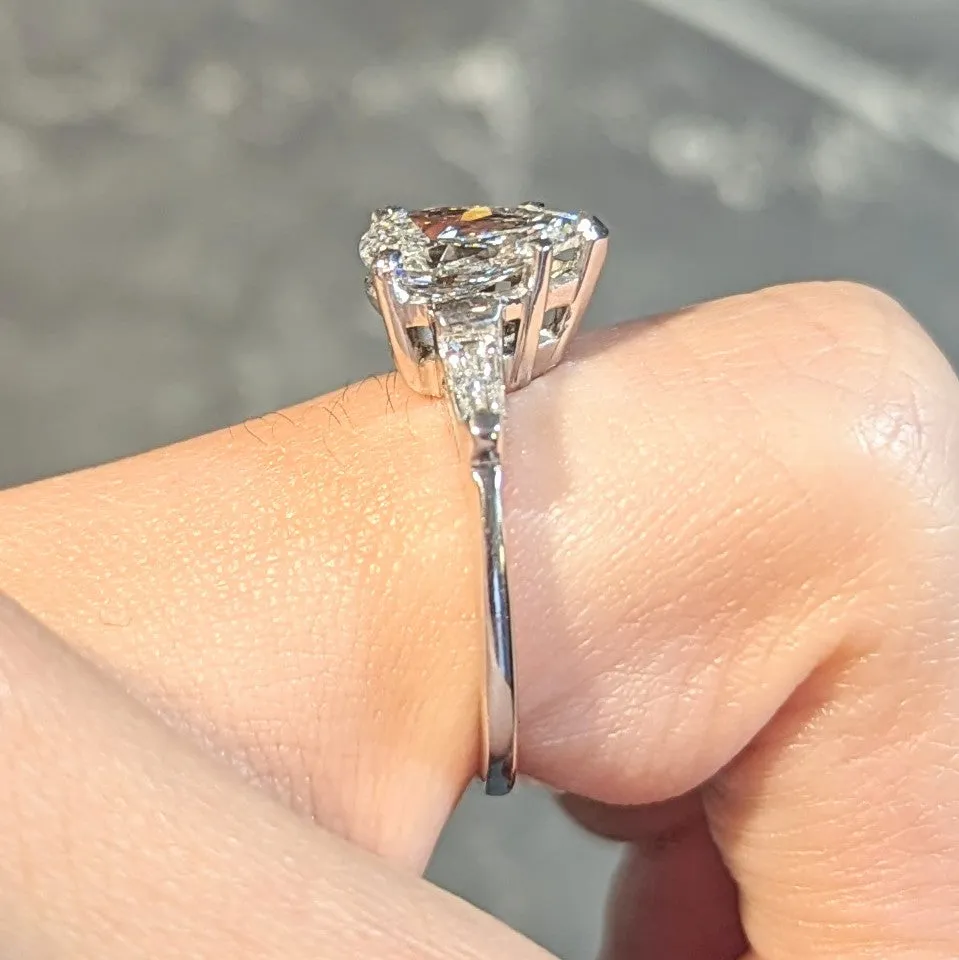 Contemporary 1.46 CTW Pear Diamond 14 Karat White Gold Engagement Ring GIA