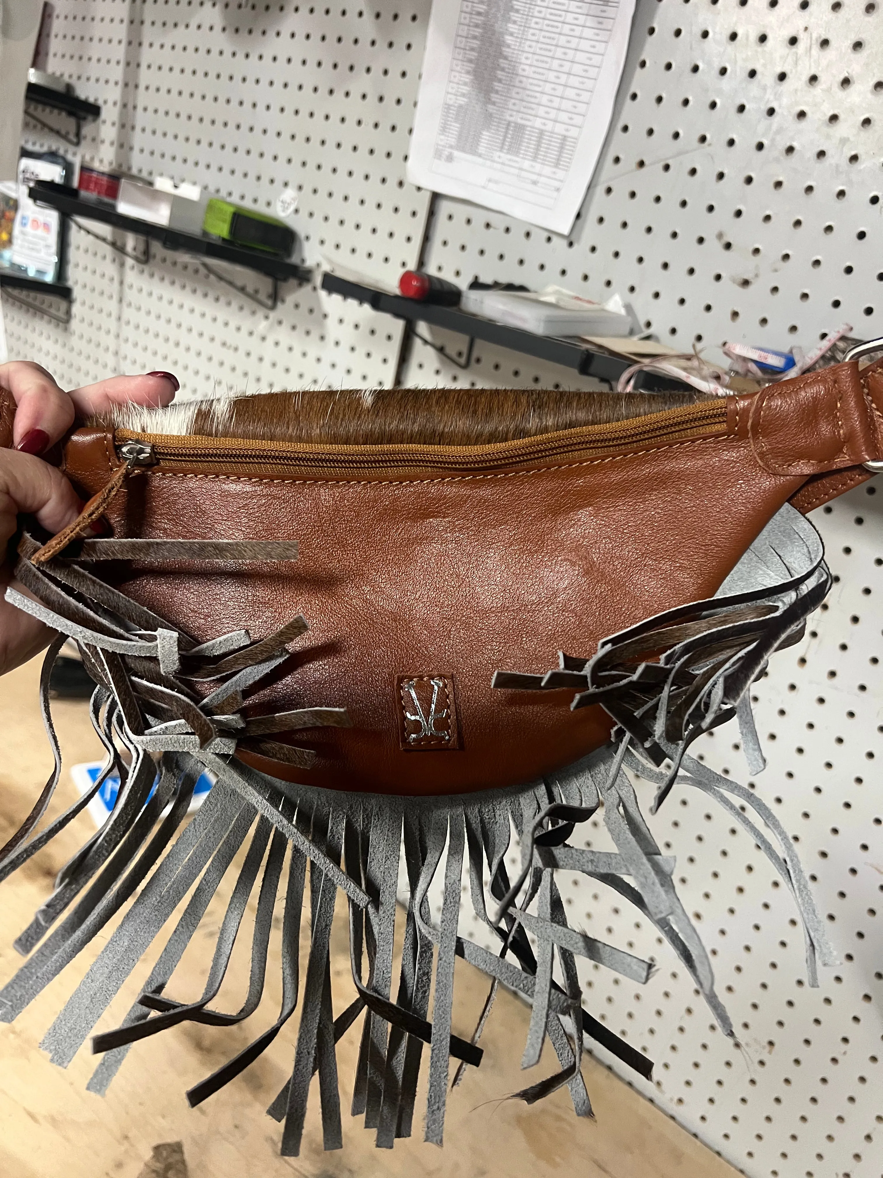 Cowhide Fanny pack brown leather