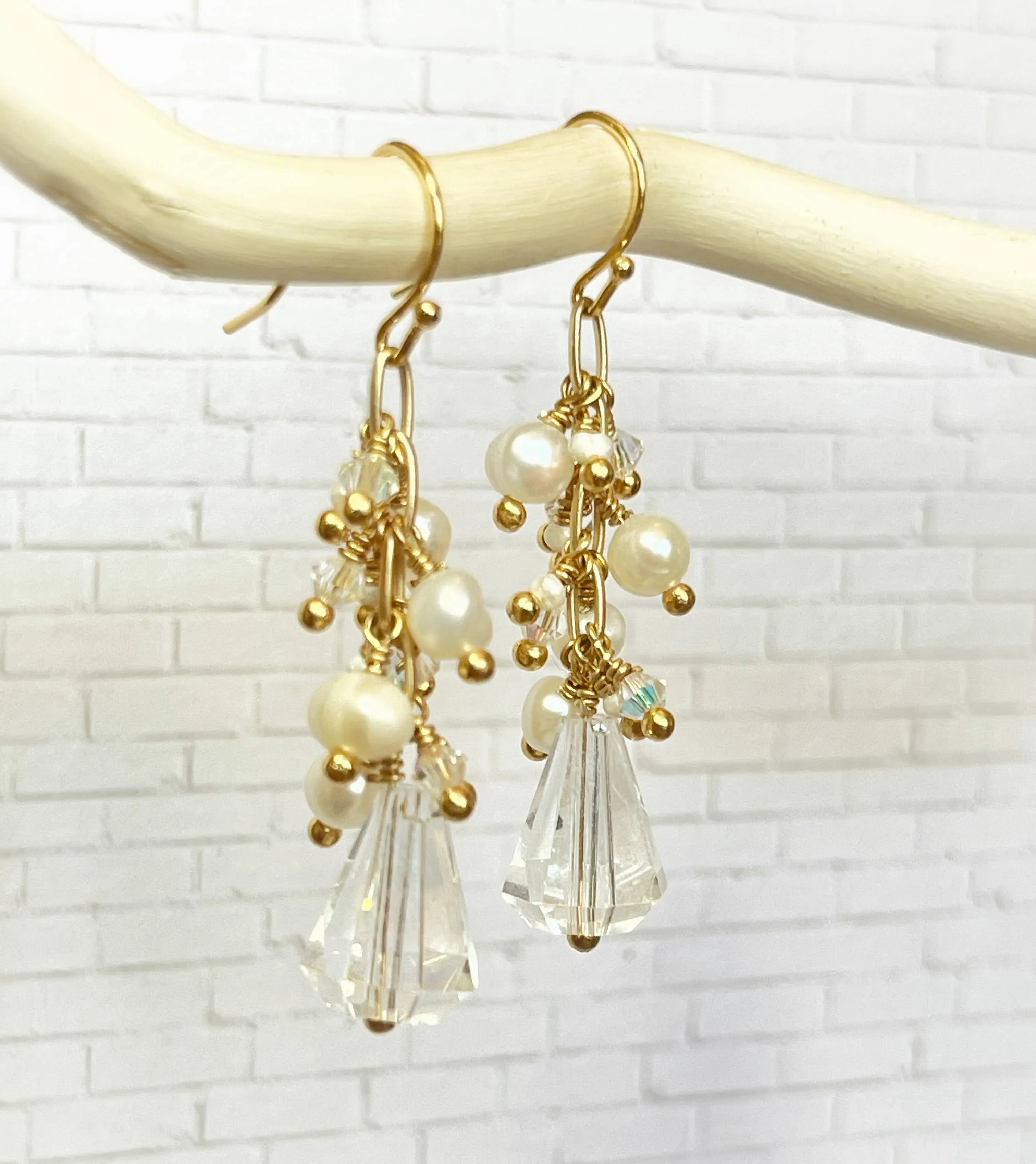 Crystal & Pearl Necklace & Earring Set
