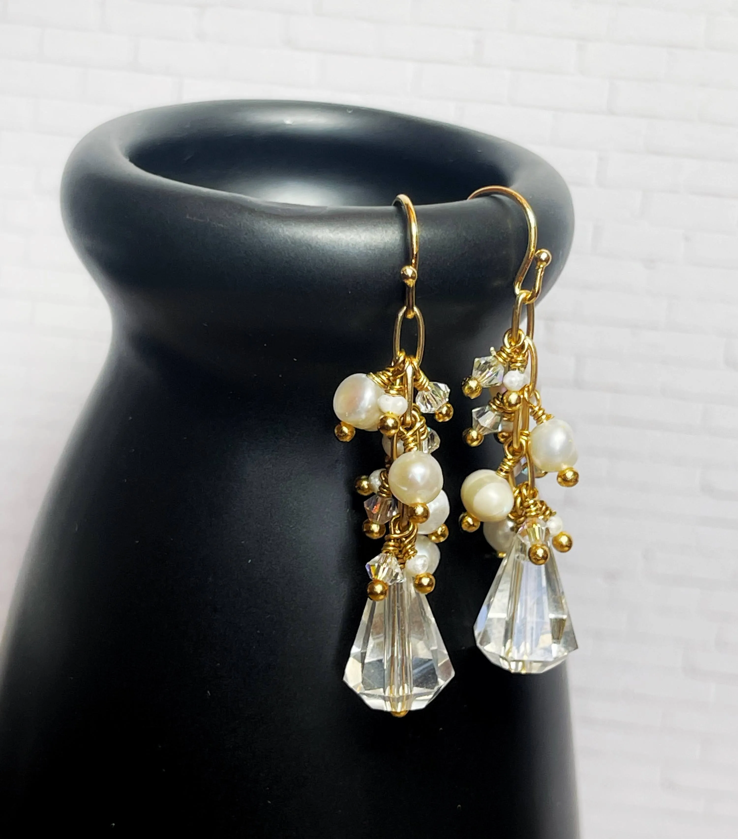 Crystal & Pearl Necklace & Earring Set