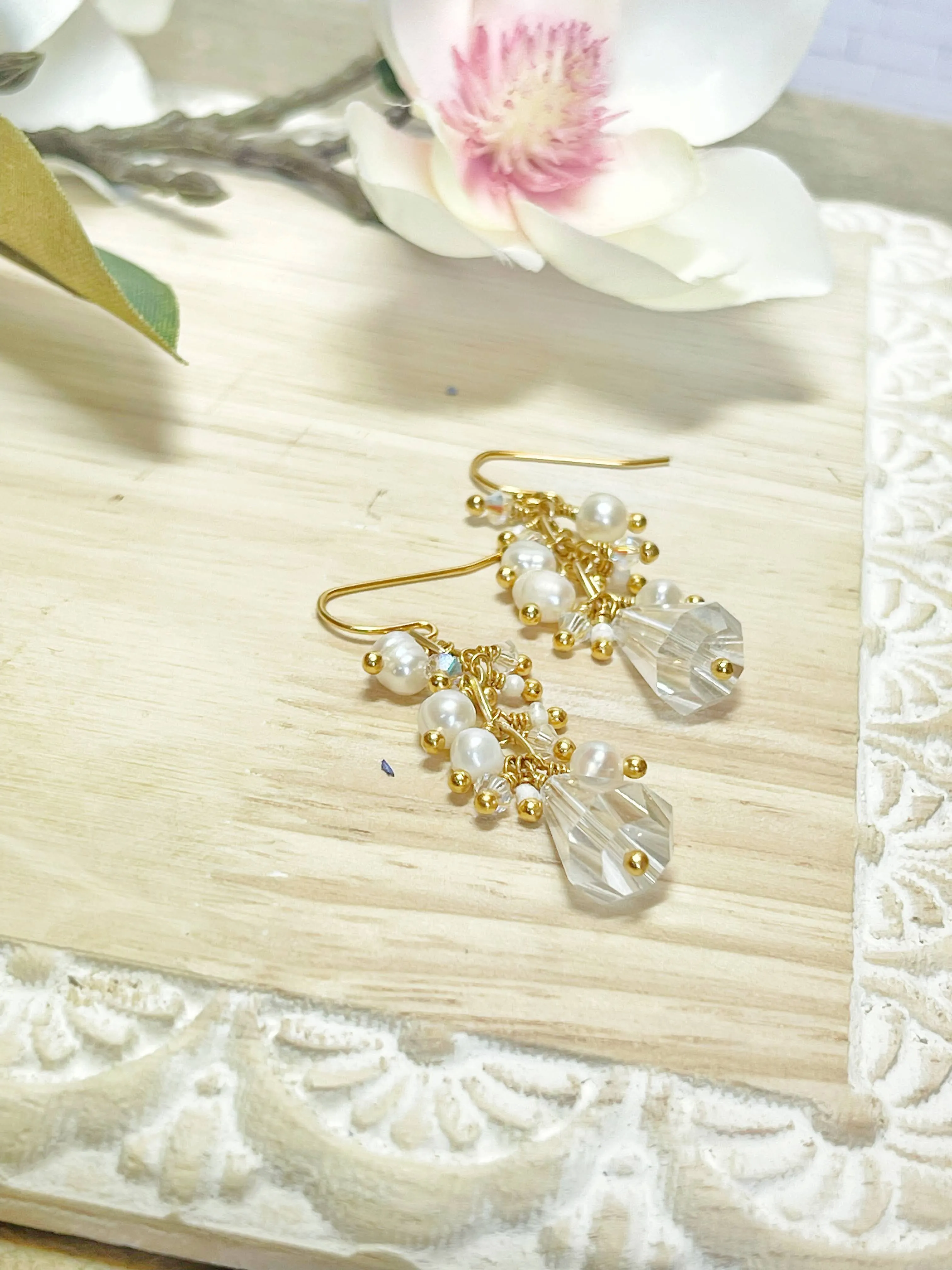 Crystal & Pearl Necklace & Earring Set