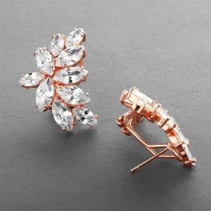 Cubic Zirconia Marquis Cluster Rose Gold Earrings