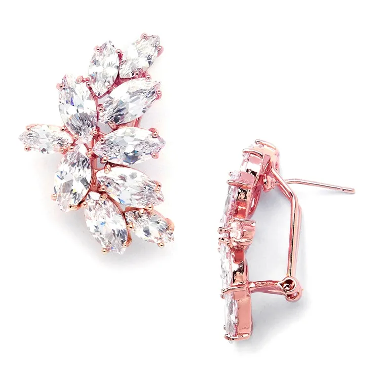 Cubic Zirconia Marquis Cluster Rose Gold Earrings