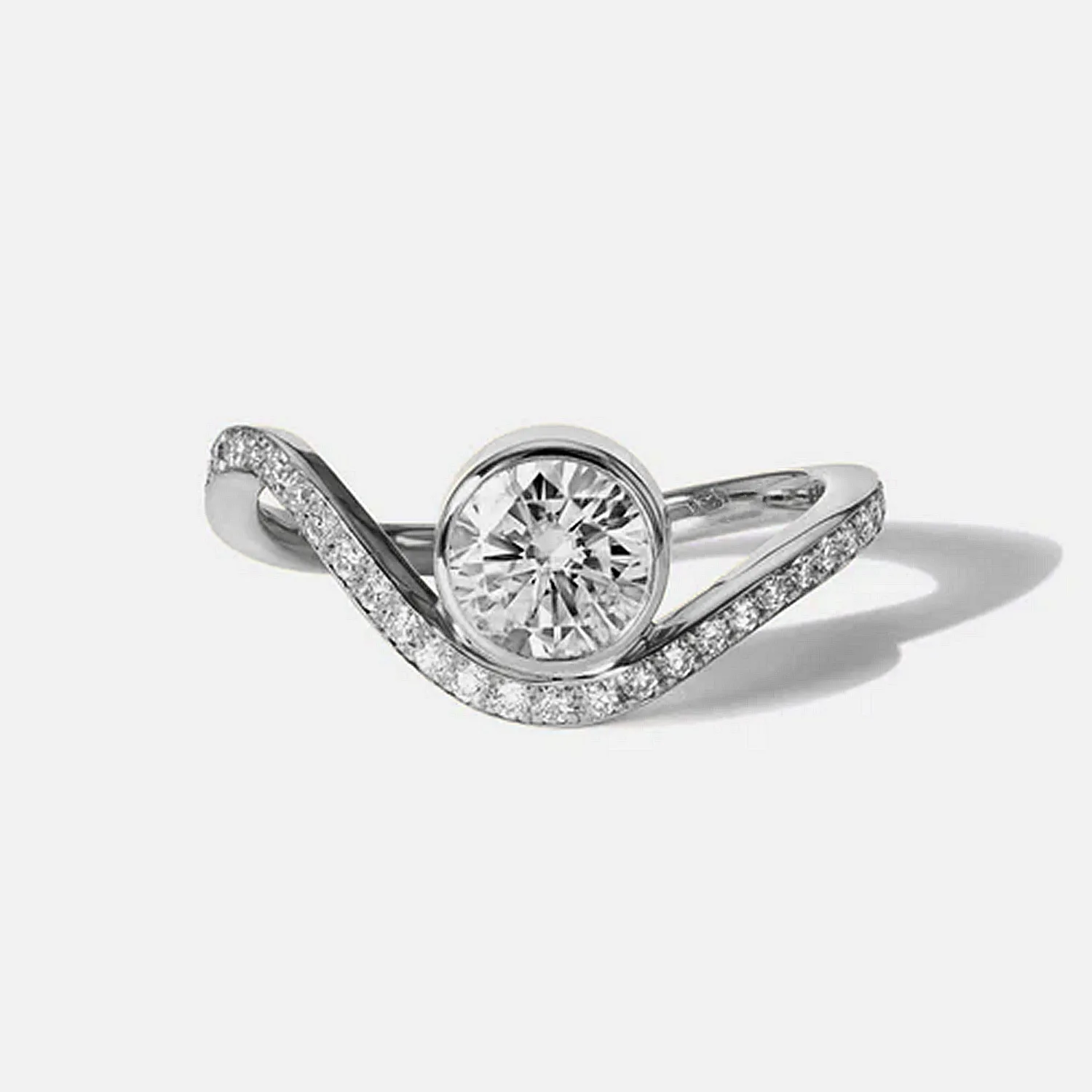 Curve Band Lab Diamond Engagement Ring