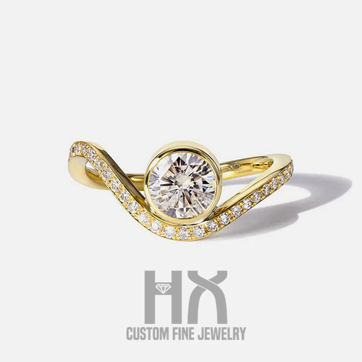 Curve Band Lab Diamond Engagement Ring