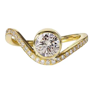 Curve Band Lab Diamond Engagement Ring