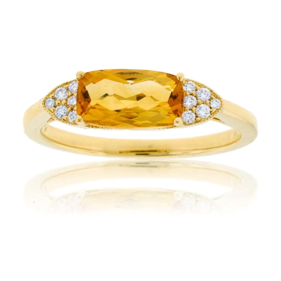 Cushion Cut Citrine and Vintage Inspired Ring