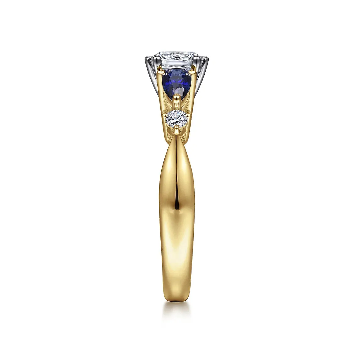 Cushion Cut Five Stone Sapphire and Diamond Engagement Ring Mounting