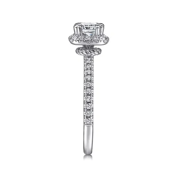 Cushion Cut Halo & Hidden Rope Diamond Engagement Ring Mounting