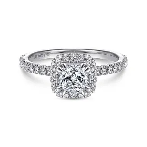Cushion Cut Halo & Hidden Rope Diamond Engagement Ring Mounting