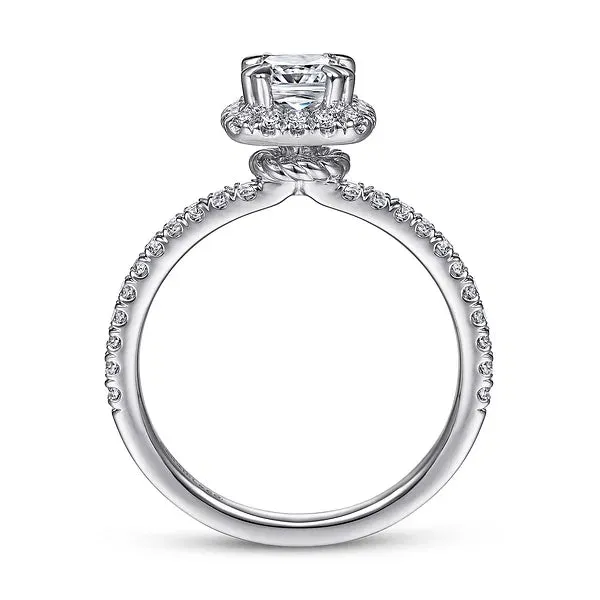 Cushion Cut Halo & Hidden Rope Diamond Engagement Ring Mounting
