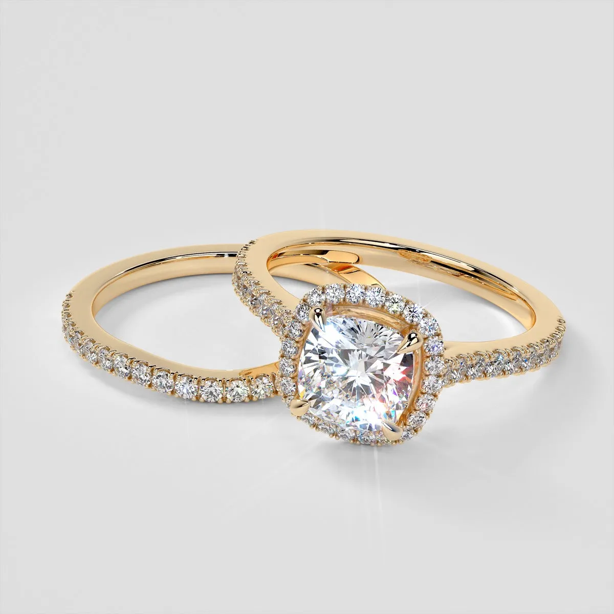 Cushion Halo Engagement Ring With Accents