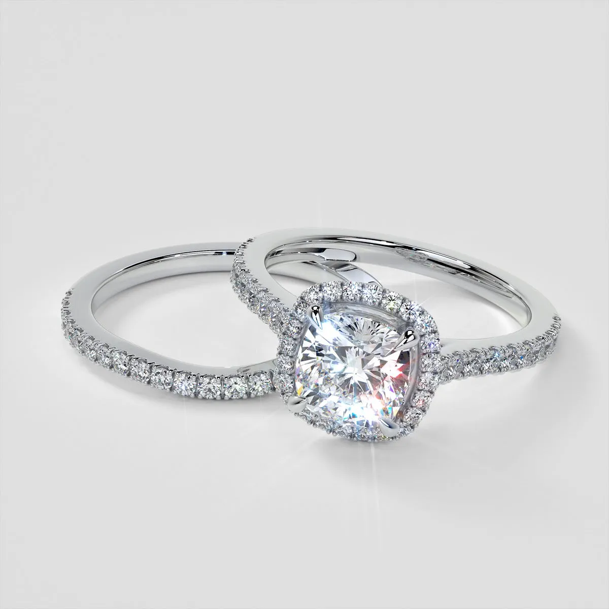Cushion Halo Engagement Ring With Accents